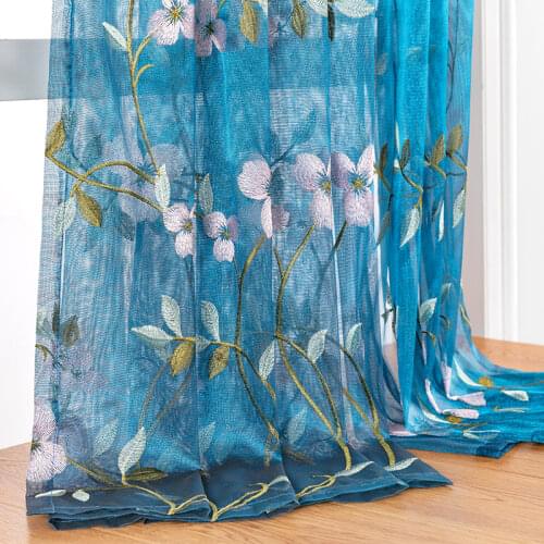 BHD Embroidered Floral Tulle Curtain for Window Curtains for Living Room the Bedroom Pastoral Tulle Curtains Fabric Drapes
