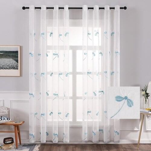 Clover Embroidery Tulle Curtains for Kitchen Living Room Solid Sheer Curtains Tulle on Windows Drapes Window Screen One Piece