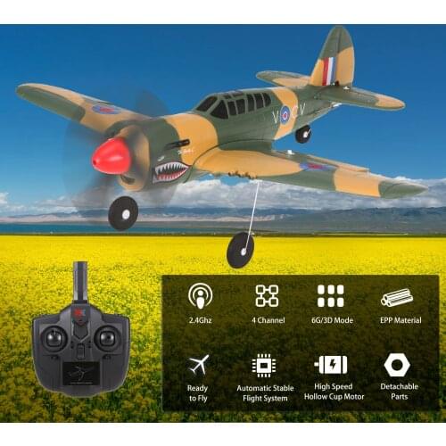 Wltoys XKS A220-P40 RC Plane Remote Controlled Aircraft Fighter 4 Channel 2.4Ghz EPP Crash Resistant Easy Control for Beginners