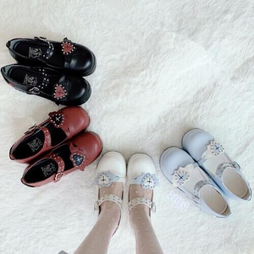 Japanese Student Girl Jk School Single Shoes Rivet Round Head Original Lolita Shoes Love Live Thick Bottom Loli Womens Shoes