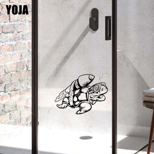 YOJA 18x24CM Bathroom Shower Glass Decal Cute Turtle Decoration Home Wall Sticker G2-0399