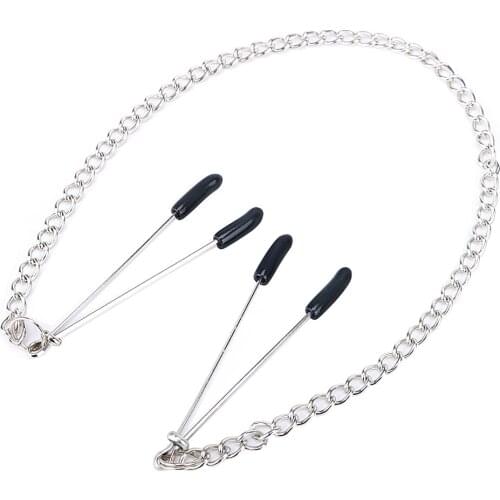 Breast Labia Clips With Metal Chain Sex Adult Game Role Play Clit Clamp Adjustable Sex Toys For Couple Nipple Clamps