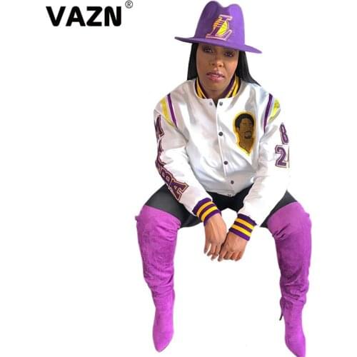 VAZN 2020 Hot Parity White Casual Elegant Joker Simple Young Fashion Full Sleeve Women Slim Regular Baseball Wear Outwears