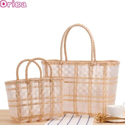 Driga Women Handbags 2021 Transparent Plastic Woven Bag Fashion Beach Vegetable Basket Bags Pastoral Leisure Large Capacity Bags