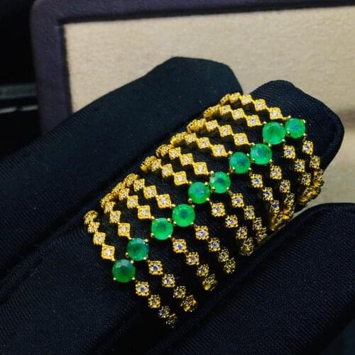 Shilovem 925 sterling silver Natural Emerald Ring fine Jewelry Customizable women trendy wedding open 3*3mm jcj0303911agml