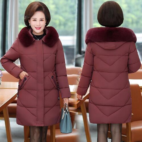 Womens winter coat new middle-aged down jacket large size cotton jacket mother warm thick mid-length cotton jacket