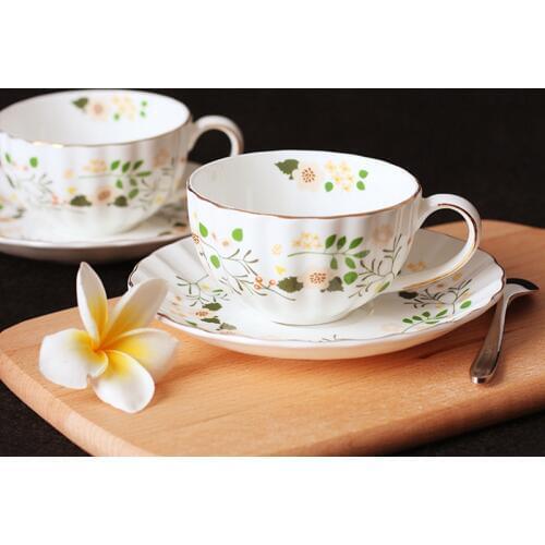 1 Set 180ml British Style Floral Bone China Coffee Cup Set Ceramic Tea Cup & Saucer Set Luxury Gift Afternoon Tea