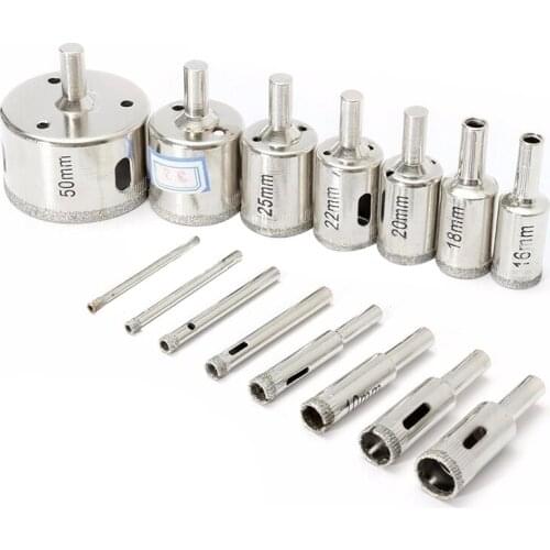 15Pcs 3-50mm Drill Bit Hole Saw Cutter Tool Glass Marble Ceramic