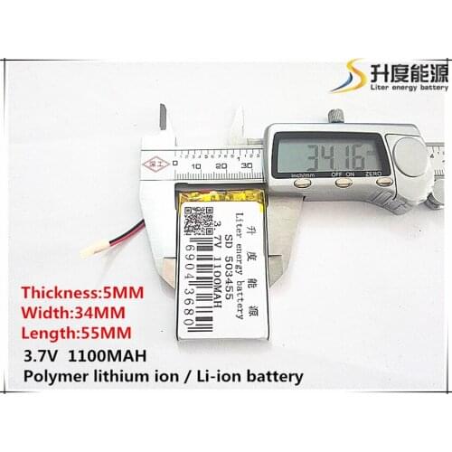 2pcs [SD] 3.7V,1100mAH,[503455] Polymer lithium ion / Li-ion battery for TOY,POWER BANK,GPS,mp3,mp4,cell phone,speaker