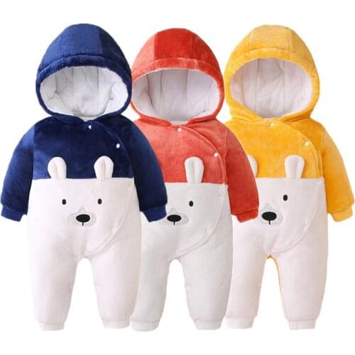2021 Autumn Winter Newborn Baby Girls Romper Clothes Cotton Boy Snow Wear Infant Outerwear Kids Bear Bodysuit For Babies 0-12M