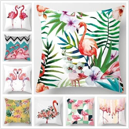 45x45cm Home Decor Nordic Ins Flamingo Cushion Cover 100% Polyester Microfiber Sofa Car Seat Throw Pillow Case for Bed