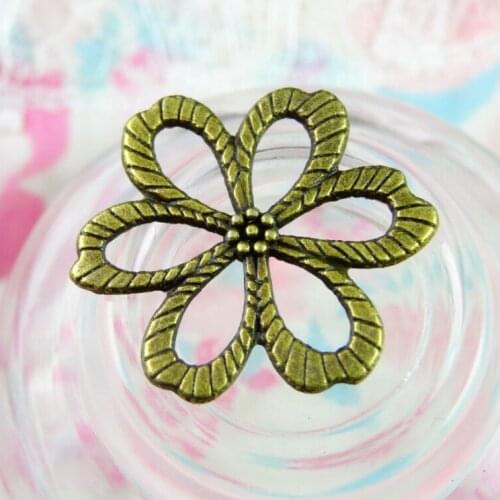50PCS 21.2*24MM Antique Bronze Plated Flowers Charms Flower Pendant DIY Jewelry accessories