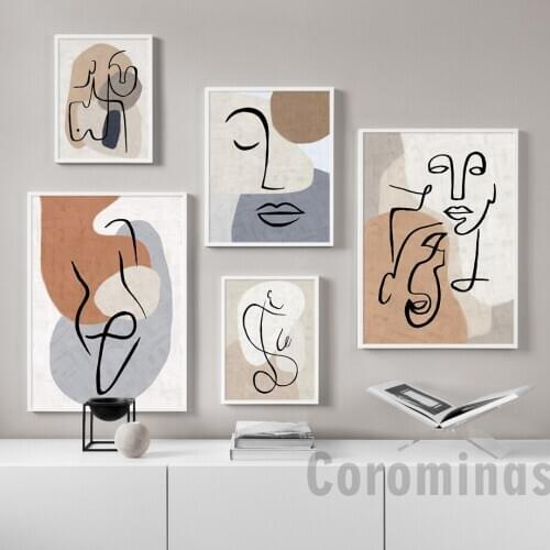 Abstract Line Color Block Nude Body Art Nordic Posters And Prints Wall Art Canvas Painting Wall Pictures For Living Room Decor