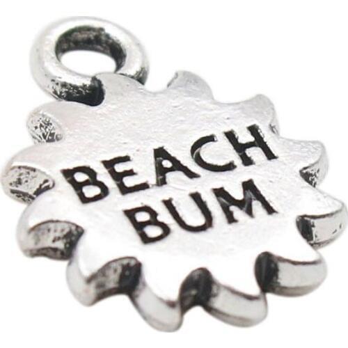 Antique Silver Plated Zinc Alloy Two Sides Beach Bum Star Charm For Jewelry Making