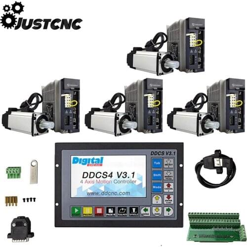 Ddcsv3.1 CNC kit 4-axis motion control system Servo driver kit 750W AC220V driver and servo motor Z axis with brake