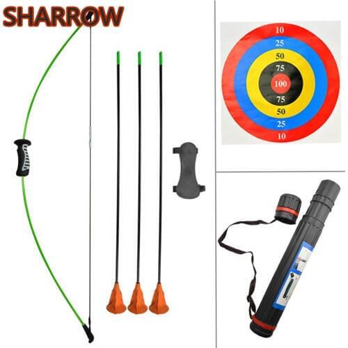 1Set 15Lbs Kids Toy Set Childrens Straight Bow Sets Gift With Sucker Arrows Quiver For Shooting Practice Games Accessories