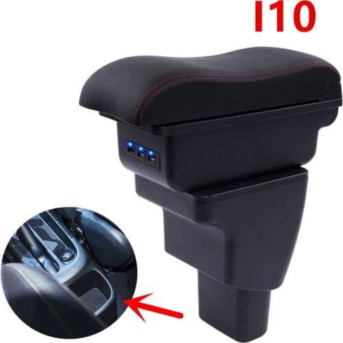 For Hyundai I10 armrest box central Store content Storage box armrest box with cup holder ashtray USB interface 2006~2017