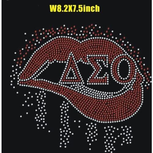 2pc/lot Red lip patches hot fix rhinestone transfer motifs iron on rhinestone transfer sticker for shirt