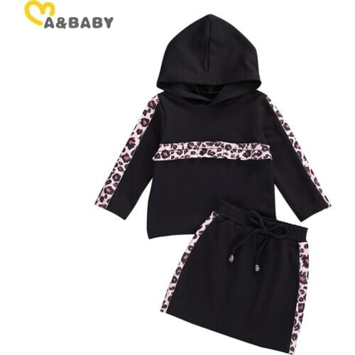 Ma&Baby 6M-5Y Toddler Baby Kid Girl Clothes Set Leopard Hooded Tops T shirt Skirts Casual Children Girl Autumn Outfits Costumes