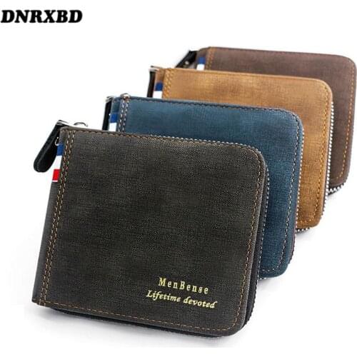 Fashion Mens Wallet Zipper Small Purses Money Bag Leather Business Short Wallet Famous Vintage Walltes Multi-card Coin Bag new