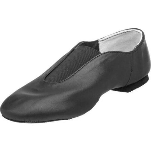 Cow Leather Soft Black Jazz Slip On Shoes Split Sole Jazz Sneakers for Women Men