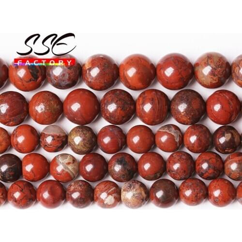 Natural Red Jaspers Stone Beads Brecciated Jaspers Round Loose Beads 15" Strand 4 6 8 10 12MM DIY Bracelet For Jewelry Making