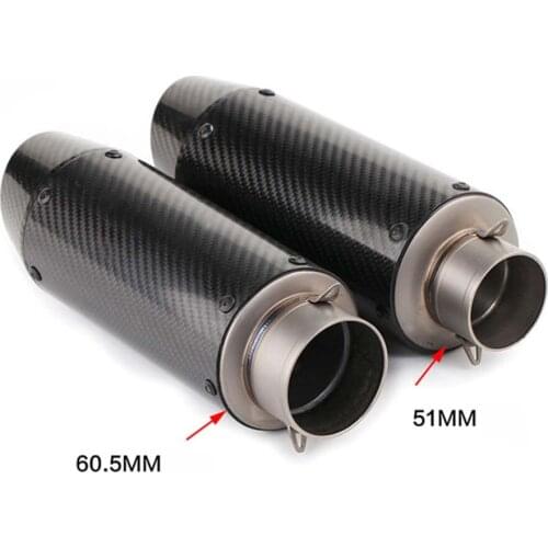New 61mm 51mm Universal Motorcycle Carbon Fiber Exhaust Pipe GP Muffler Racing With Sticker For BMW S1000RR R1 R6 S1000R ER6N K7