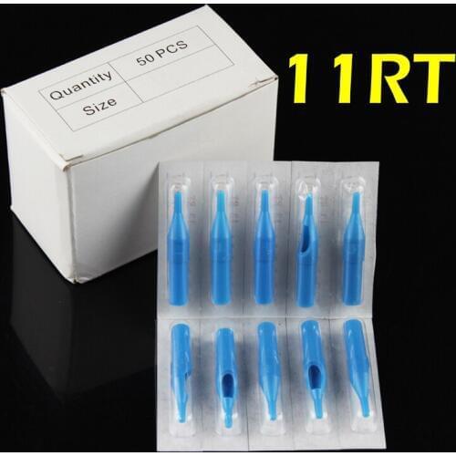 OPHIR 50pcs 11RT Blue Round Tip Tattoo Disposable Nozzle Tip#TA031(11R)-50x