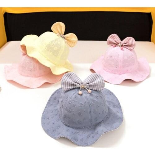 Summer Mesh Breathable Baby Hat Sweet Bow Princess Baby Girl Bucket Hat Kids Panama Outdoor Sunscreen Sunhat