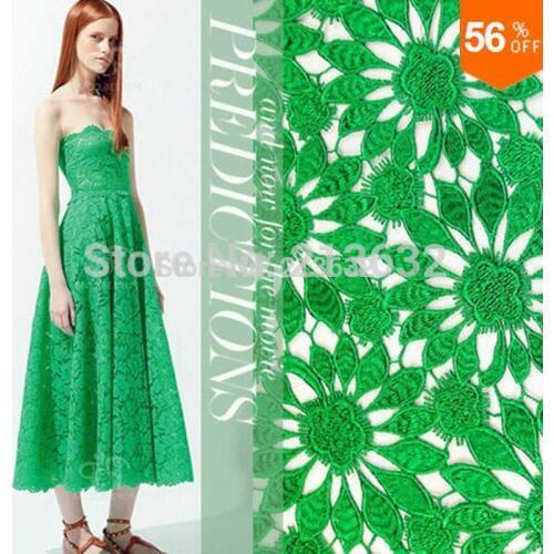 PQYY16 green flower african guipure lace water soluble chemical lace hollow out fabric of patchwork patchwork fabric cotton