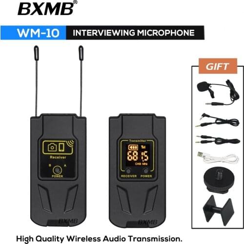 Professional DSLR Camera DV Wireless Microphone System WM10 Receiver with WM Transmitter Lapel Mic For Interview Video Recording