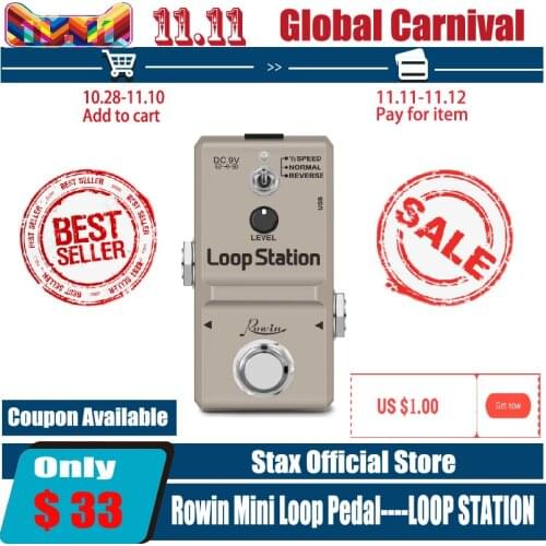 Rowin LN-332S Guitar Mini Loop Station Pedal Looper Effect Pedals For Electric Guitar 10 Min Recording Unlimited 3 Modes
