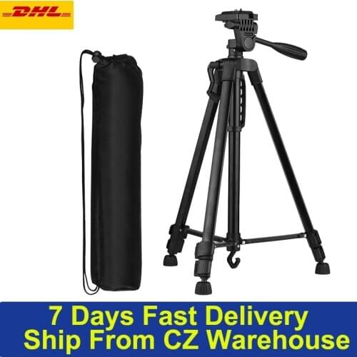 Andoer Photography Tripod Stand Aluminum Alloy 3kg Load Capacity Max. Height 135cm/53in for Canon/Sony/Nikon DSLR for Smartphone