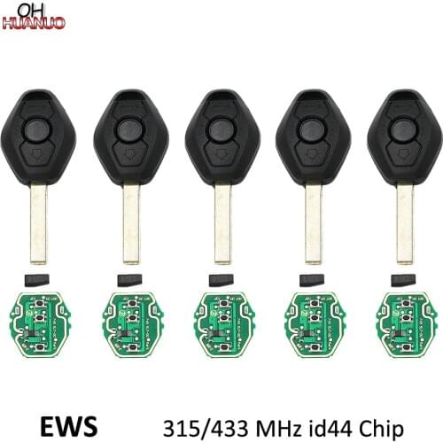 5PCS*EWS 3 Buttons Smart Remote Key For BMW 3 5 7 SERIES E38 E39 E46 315MHZ/433MHZ With ID44 (PCF7935) Chip HU92 Blade