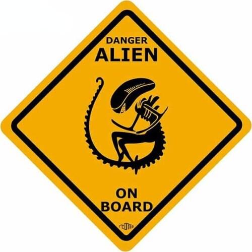 13cm x 12.3cm for Alien on Board Vinyl Car Stickers Anime Waterproof Decoration Scratch-proof Auto Vehicle Decal
