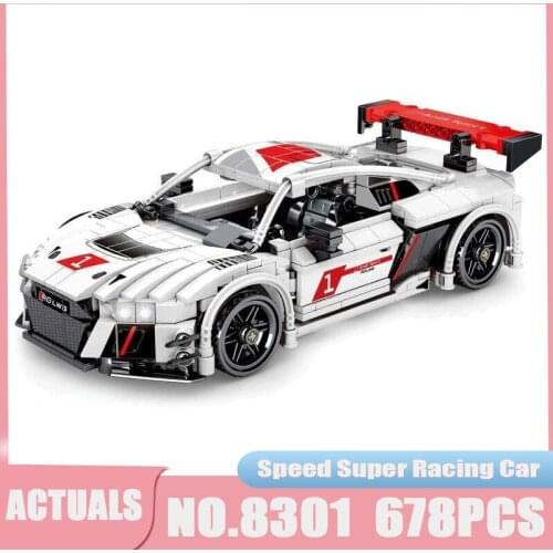 High-Tech Pull Back Speed Champion Super Racing Car Audied A8 Educational Toys Building Blocks Bricks Birthday Gifts
