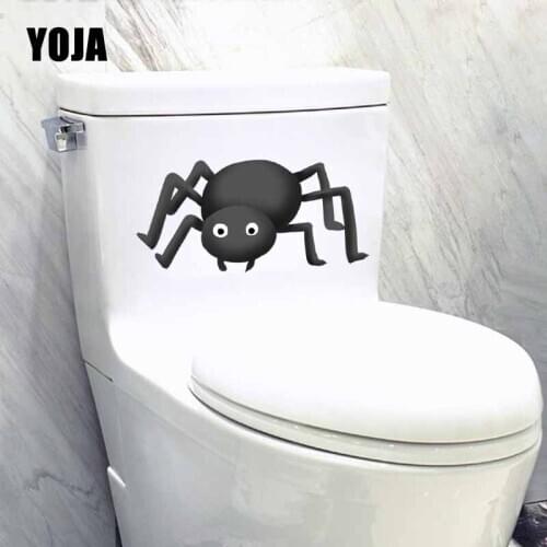 YOJA 22.8X11.2CM Funny Pattern Toilet Wall Sticker Decal Black Obese Spider Living Room Home Decor T5-1163