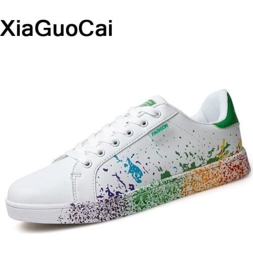 Women Casual Shoes Graffiti Unisex Couple Lovers Flats Breathable Lace Up Fashion Female Footwear Classic Big Size 2021 zapatos