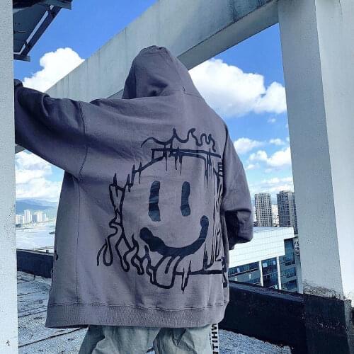 Korean Punk Women Harajuku Cartoon Pattern Print Hoodie Zipper Hip Hop Winter Top Autumn Goth Harajuku Jacket Streetwear Vintage