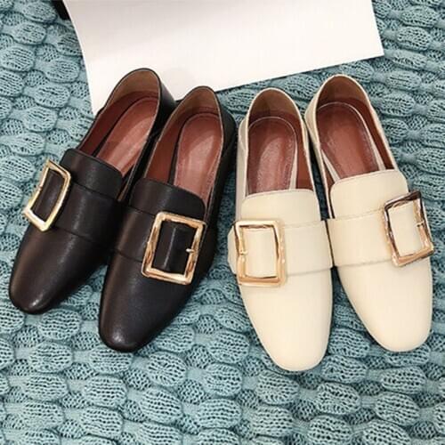 LLOGAI Leather Women Flats Top Quality Luxury Fashion Womens Shoes Casual Shallow Slip-on Shoes Soft Leather Loafers Shoes