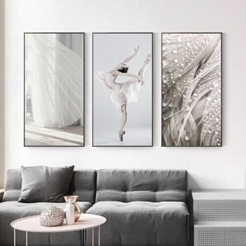 Elegant Ballet Dance Bride Wedding dress Poster Prints Nordic Style Girl Portrait Pictures Wall Art Home Decor Canvas Painting