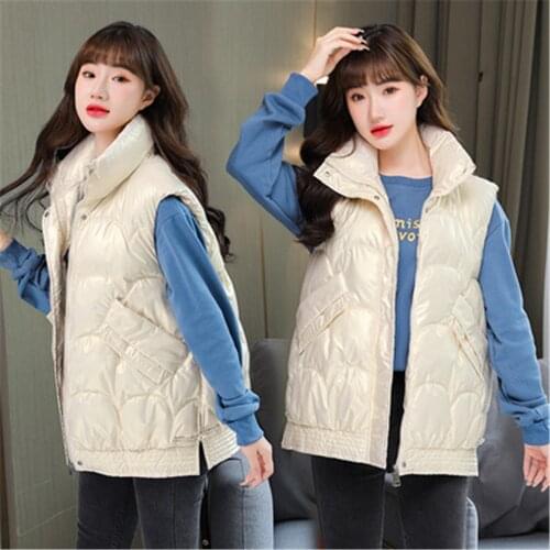 Fashion Winter Vest Women Warm Sleeveless Jacket Casual Down Long Vests Slim Solid Cotton Padded Waistcoat Gilet Femme