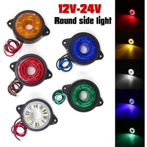 1/2pcs 12V 24V LED Car Trailer Truck Side Marker Signal Tail Light Indicator Brake Round Lamp Clearance Truck Trailer Bus Lorry
