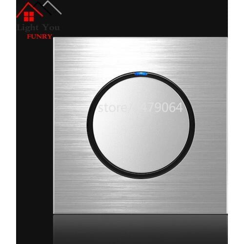 1 Way Light Switch Any Click Household Silver Aluminum Alloy Panel Switch Socket 90V-250V