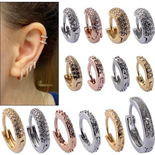 1Pcs 6mm/8mm/12mm CZ Cartilage Earrings Ear Buckle for Women Simple Classic Small Earrings Stud Thin Hoops For Gift
