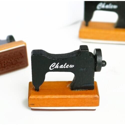 1pc Happy Birthday Wood Rubber Stamp Lace Pattern Vintage Sewing Machine Design Wooden Stamp Handmade Craft for Scrapbooking