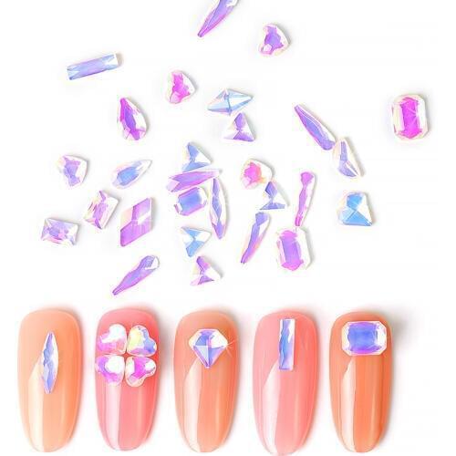 10pc Crystal AB 3D Nail Art Rhinestone Gems Flatback Stones DIY Decorations Manicure Jewelry Different Shapes for Nails