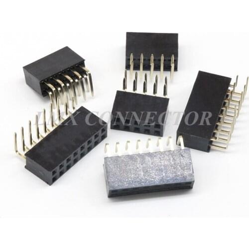 20PCS 2.54mm Female Pin Header Connector 2X4P/5P/6P/7P/8P/10P Double Row Right Argle Copper Gold Plated