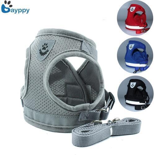 2018 New Nylon Mesh Dog Harness for Small Medium Dogs Chihuahua Bulldog Puppy Vest Reflective Walking Cat Harnesses Lead Leash