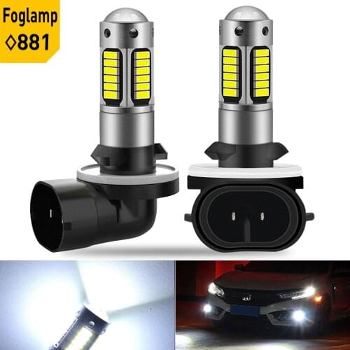2x H3 H1 H27 880 881 4014 30SMD LED Replacement Bulbs Car Fog Light Daytime Running Light Auto Lamp With Lens Accessories DRL